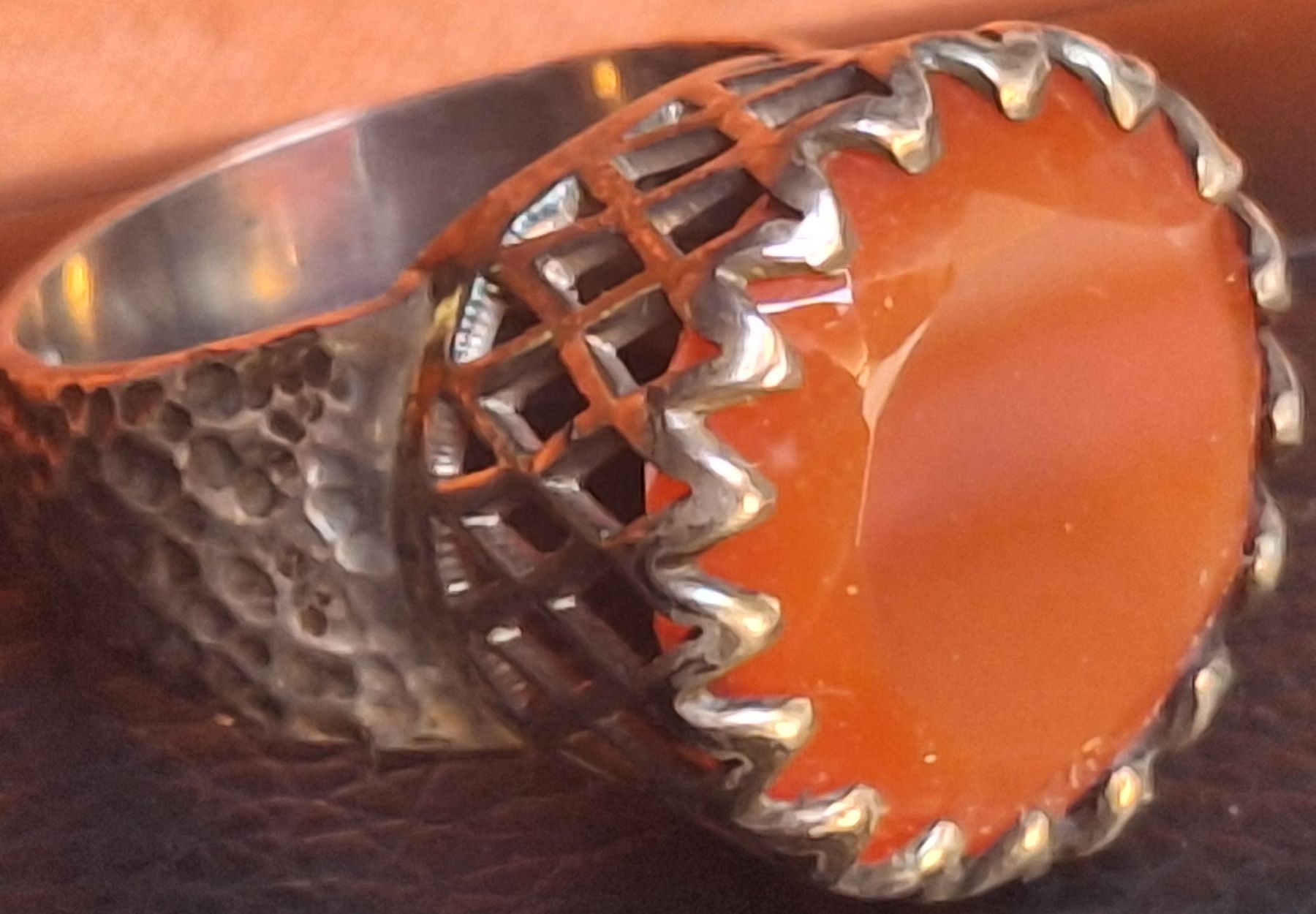 Anelli: Bague argentée avec pierre orange 925 – Usato da Tannay venduto da v1n1p00h