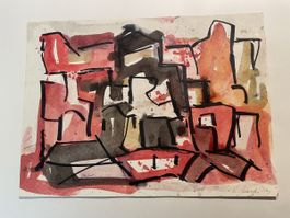 Expressives Aquarell, signiert