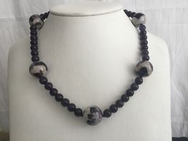 Halskette Amethyst und Chevron-Amethyst Heilstein