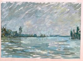 🌟 Gemälde Rhein Fluss Gerold Hunziker Aarau 1957 signiert🌟