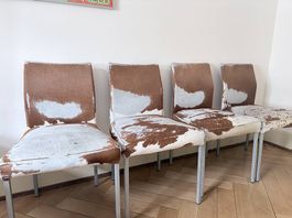 4er Set Kuhfell Stühle