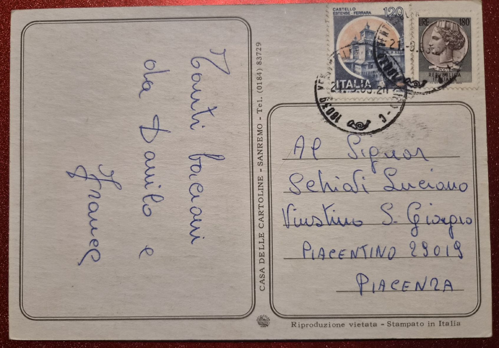 Ansichtskarten: Ventimiglia Italien 1983 – Gebraucht aus Melchnau von Arthurius 1