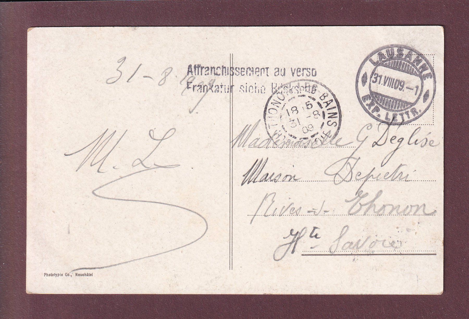 Cartoline postali: LAUSANNE - Grand Pont - Tram - 1909 – Usato da Pully venduto da nicecards 1