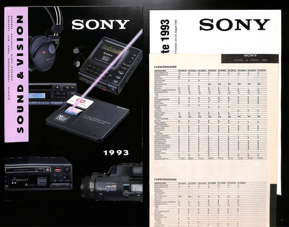 SONY Sound & Vision Katalog und Preisliste 1993 (178 Seiten) Kaufen