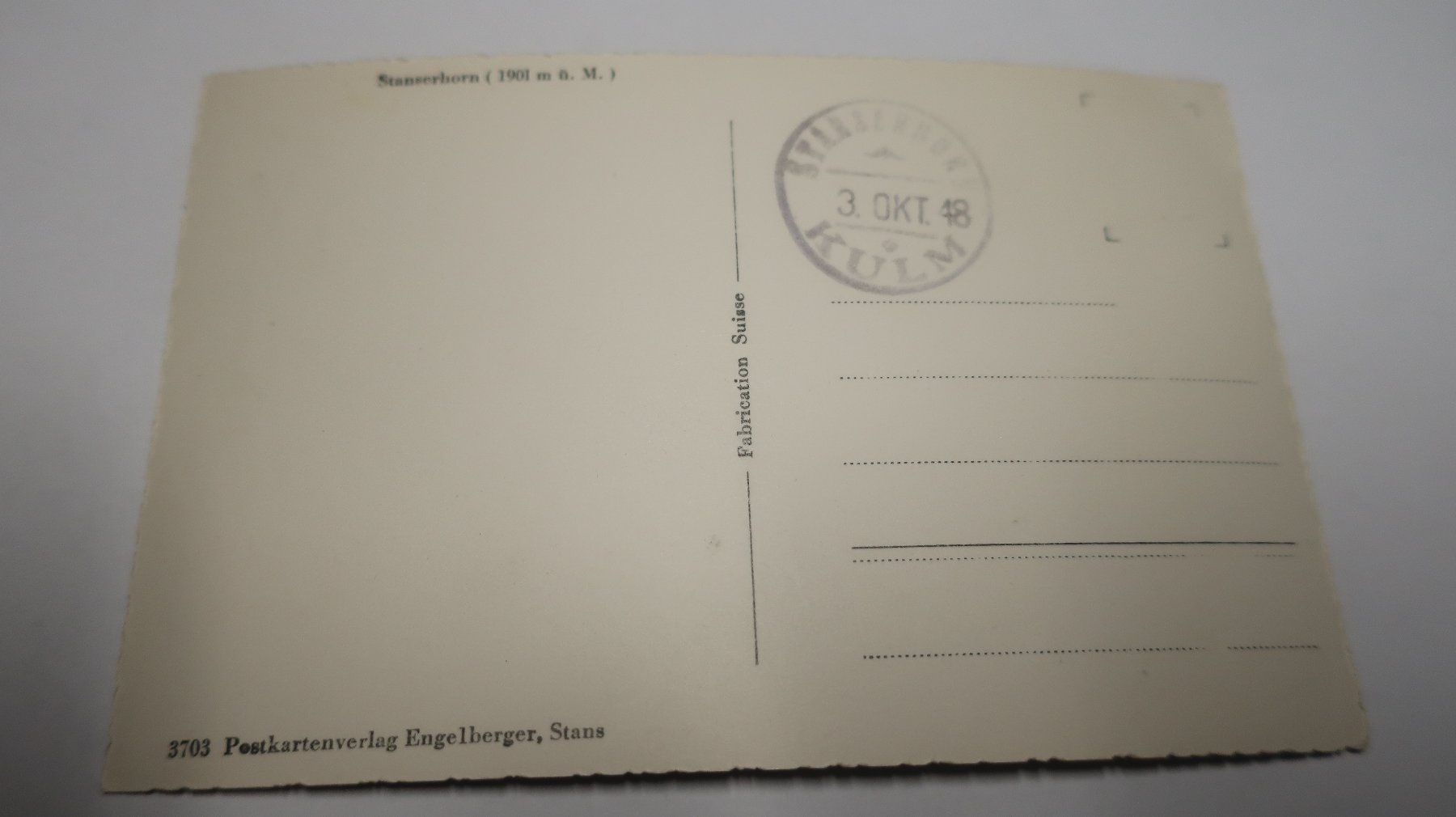 Cartoline postali: Stanserhorn mit Unterwaldneralpen  1948 – Usato da Cormoret venduto da Pascalll2001 5