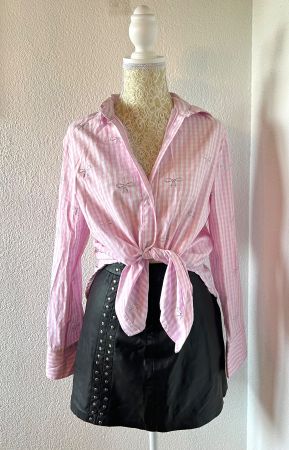 Tally Weijl Pink striped button up shirt