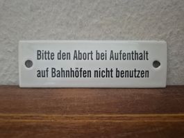 Emailschild Toilette WC Abort Bahn Zug Emaille Schild Retro
