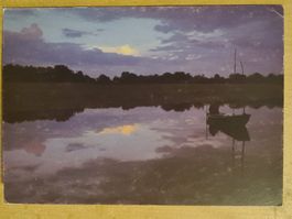 Vintage Postkarte Abendstimmung am See, ungebraucht!