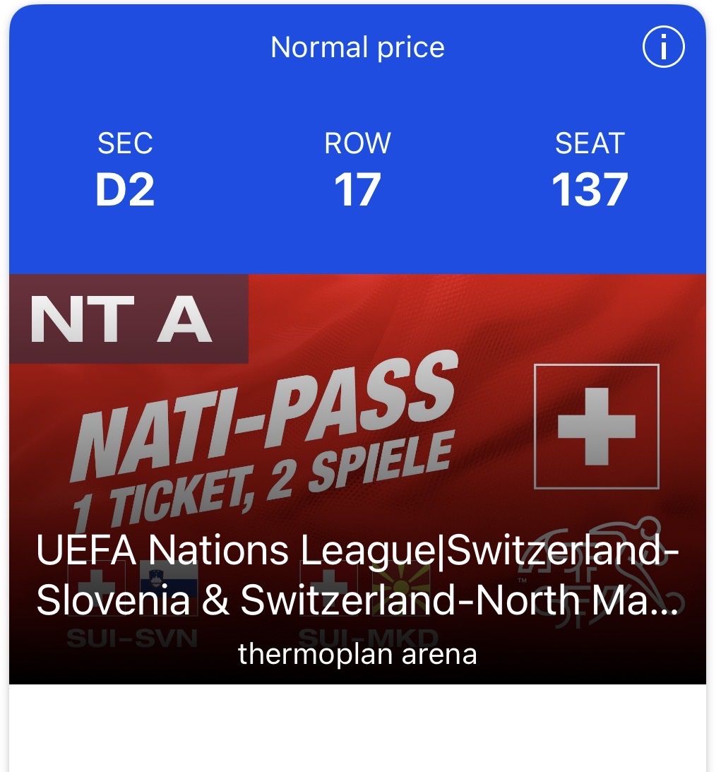 Biglietti: Nati-Pass UEFA Nations League – Nuovo e nell'imballaggio originale da Kriens venduto da jedinho 2