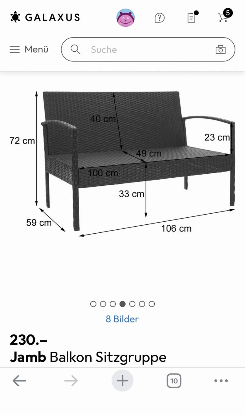 Poltrone: Balkon-Set Rattanoptik grau mit Polstern – Usato da Oberengstringen venduto da SaGi19 4
