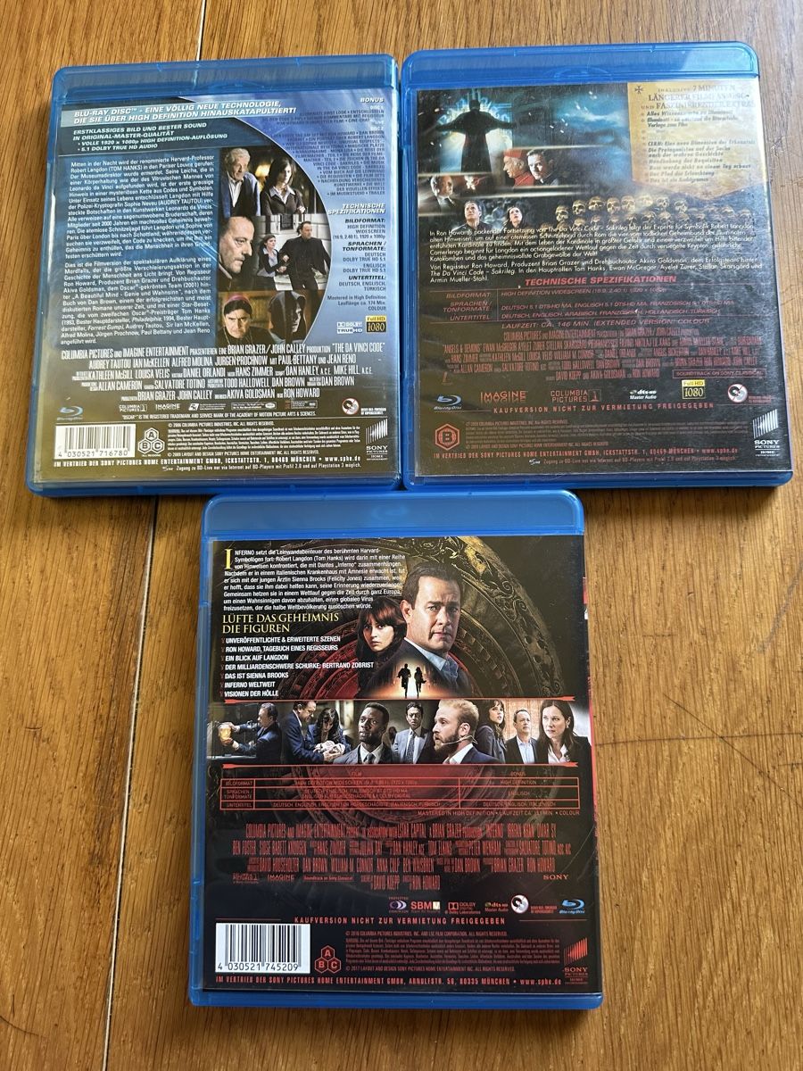 Alle DVDs: Da Vinci Code, Illuminati, Inferno, Trilogie Bluray – Gebraucht aus Benken ZH von Audi-erich 1