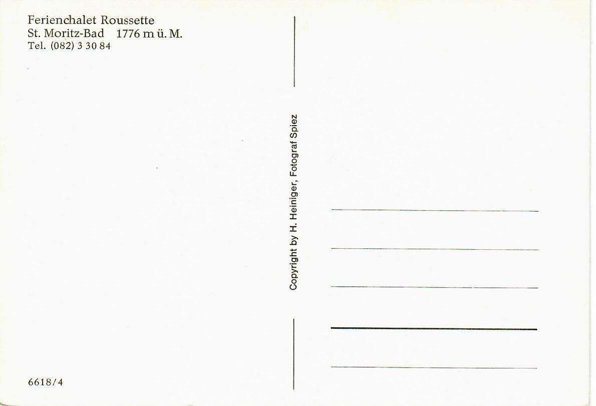 Cartoline postali: Ferienchalet Roussette - St. Moritz Bad – Usato da Hochdorf venduto da Ziegel-16 1