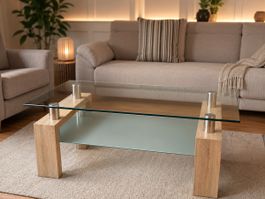 Couchtisch Glas Holzmetall in einem top Zustand