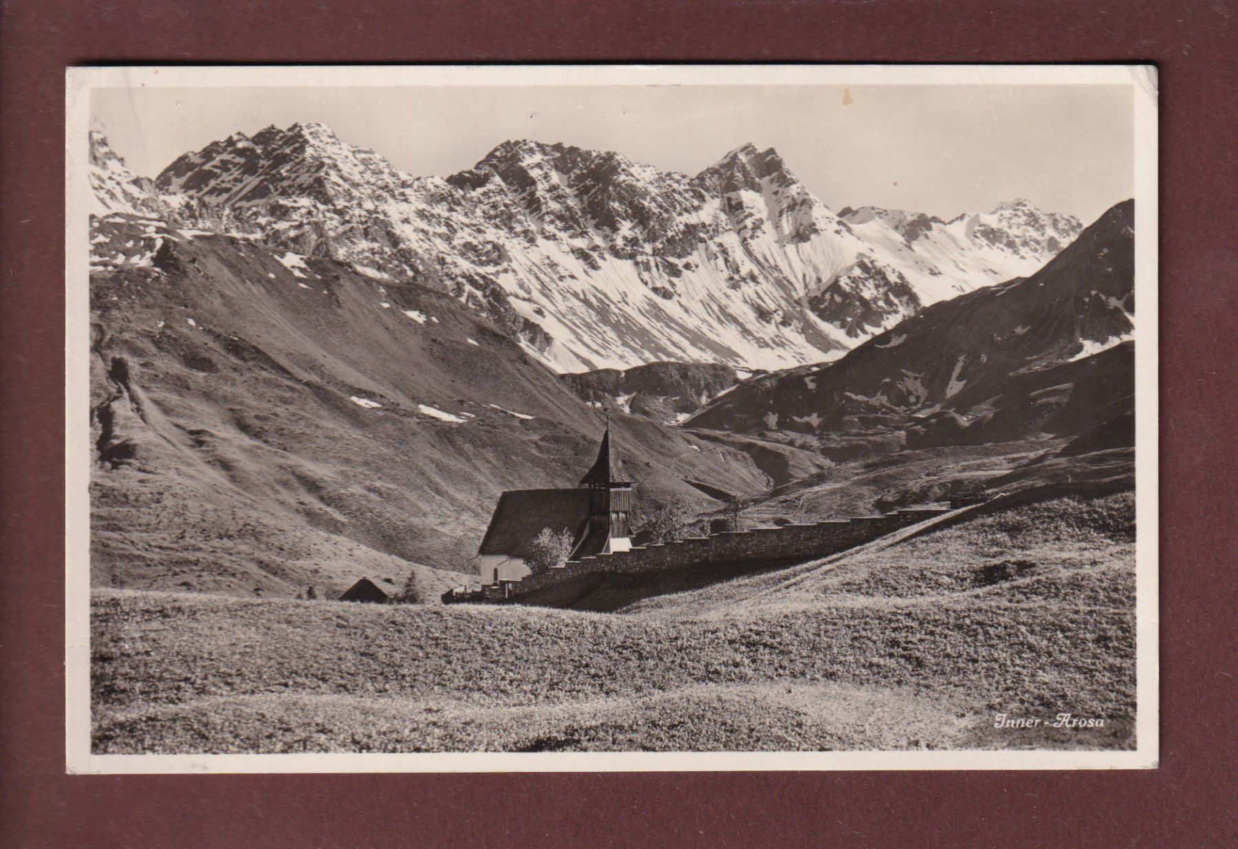 Cartoline postali: INNER-AROSA - Kirchlein - 1936 – Usato da Pully venduto da nicecards