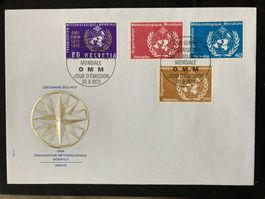 Schweiz OMM 1973 Satz Meteorologie Emblem Ersttagsbrief