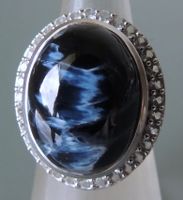 Silber 925 Fingerring mit Pietersit und Topas