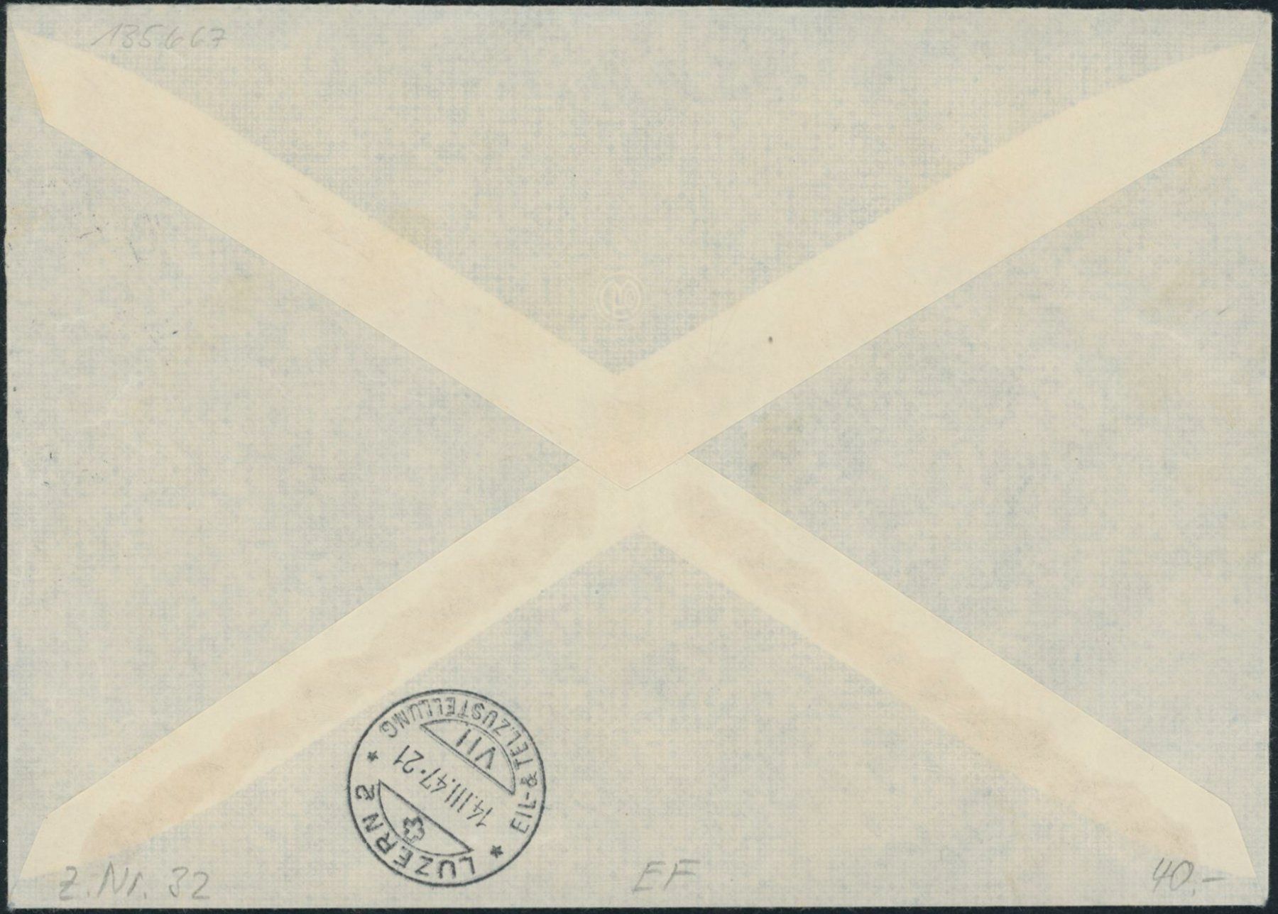 Alle Briefmarken: 1947 - Flugpost - Brief - EF – Gebraucht aus Schindellegi von leecollect 1