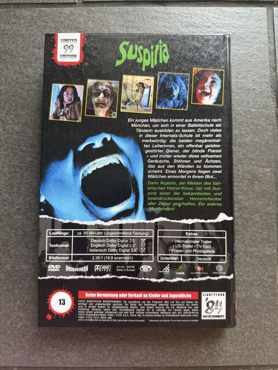 Tutti i DVDs: Suspiria DVD Dario Argento – Usato da Zürich venduto da cENS0R 1