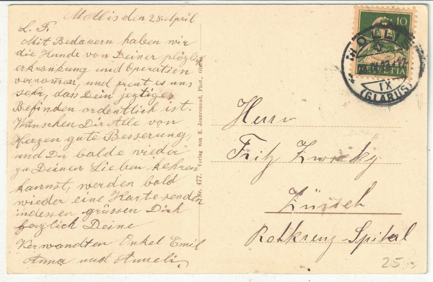 Cartoline postali: Mollis - Bahnhofstrasse - animee – Usato da Ettingen venduto da Kartenplanet 1