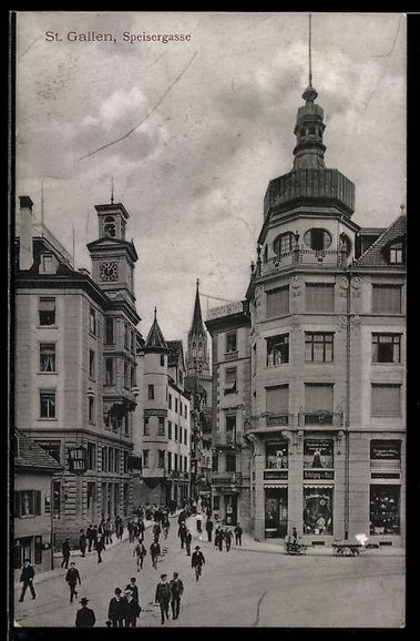 Ansichtskarten: AK St. Gallen, Speisergasse mit Geschäften – Gebraucht aus Berlin von bartko-reher
