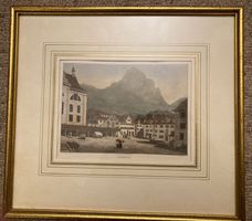 Stich koloriert, Schwyz, gerahmt, C. Huber