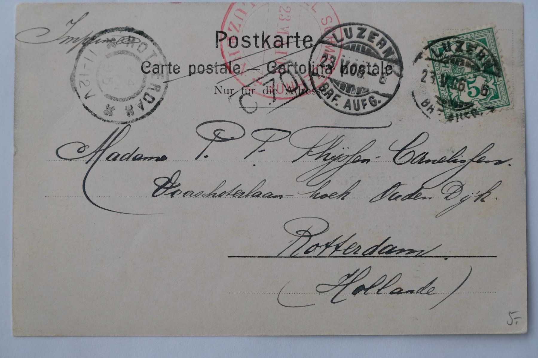 Cartoline postali: Ansichtskarte Luzern 1906 – Usato da Ehrendingen venduto da nicoro50 1