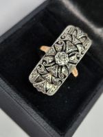 Antiker Jugendstil Ring, 19K Roségold & Silber mit Diamanten