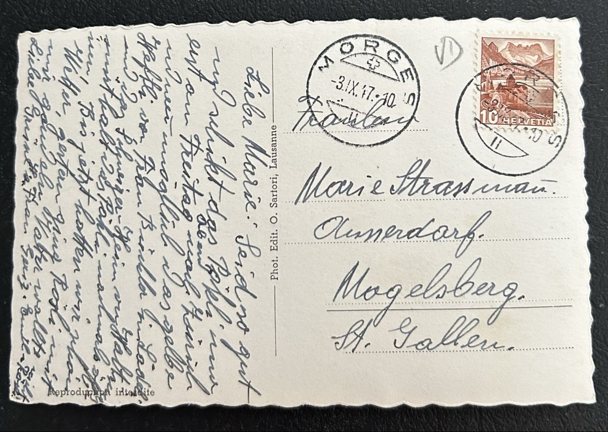Cartoline postali: Morges alte Garage  – Usato da Horw venduto da Tellbub 1