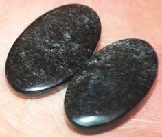 Anhänger Set gelocht L-6887 – 1 Paar Silber Obsidian ca. je