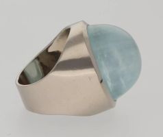 Aquamarin-Ring  Weissgold 18 K, Gr. 52, 20.7 gr.
