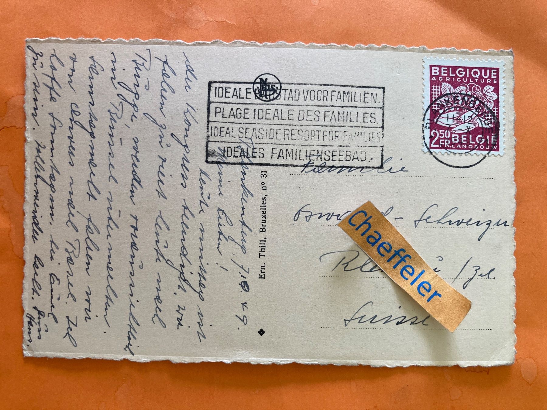 Ansichtskarten: 1949 Blankenberghe. Le Gare. DeStatie. – Gebraucht aus Zürich von Chaeffeler 1