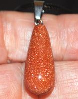 Halskette 6H – Goldener Sandstein Tropfen 25x12mm