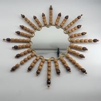 Miroir soleil vintage perles bois – Sanguste Pellerin –