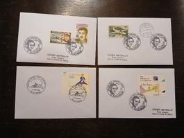 Lot de 4 enveloppes philatéliques Saint-Exupéry timbre