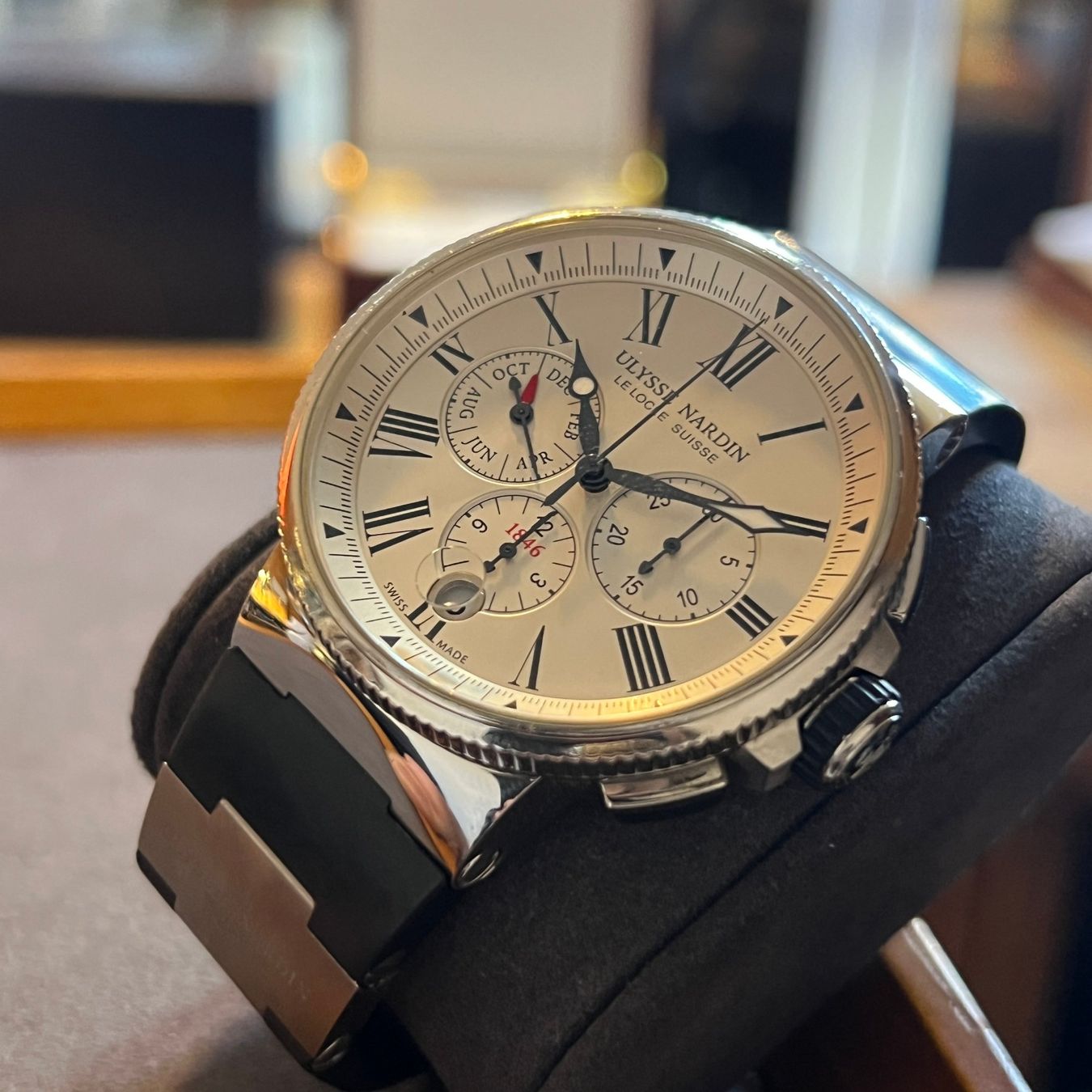 Ulysse Nardin Orologi: Ulysse Nardin Marine Chronograph Full Set 1533-150 – Usato da Carouge GE venduto da Watchaser 7