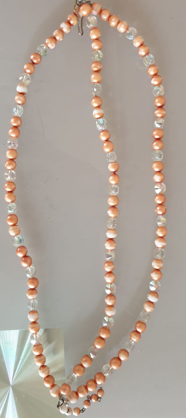 Perle (finte): perlenhalskette in hellem Orangen Top – Usato da Zürich venduto da bre_22v9 1