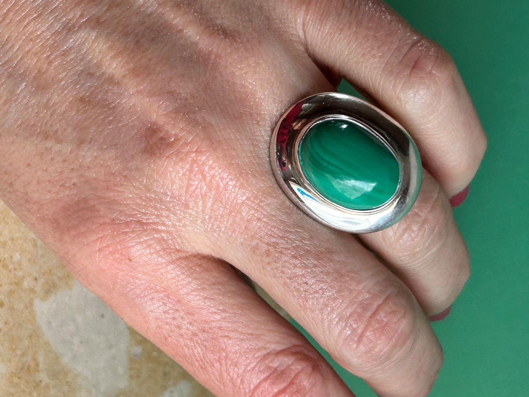 Ringe: Silberring Malachit Oval  verdbunden (61) – Gebraucht aus Dittingen von Bijoubelle 7