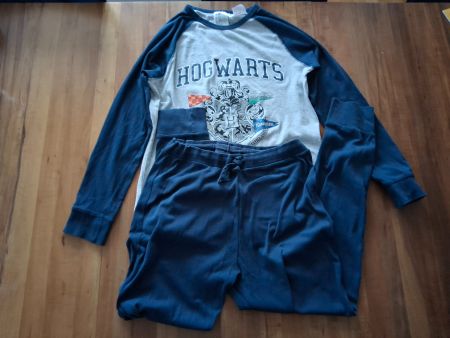 H&M Harry Potter Pyjama Set grau blau gebraucht 158/164