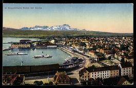 AK Romanshorn, Hafen mit Säntis, Dampfer
