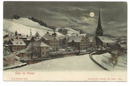 Gais im Winter (AR) Dorfpartie mit Kirche - 1905