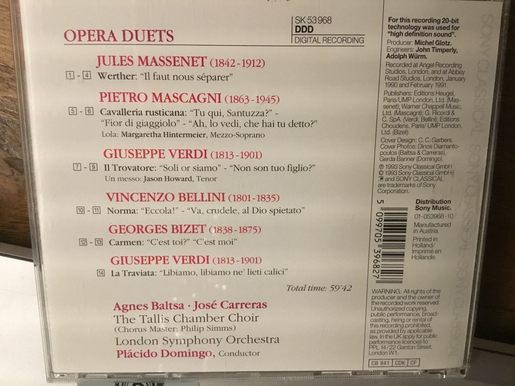 CD: CD Agnes Baltsa, Carreras, Domingo - Opera Duets.   , – Usato da Thierachern venduto da sweden08 1