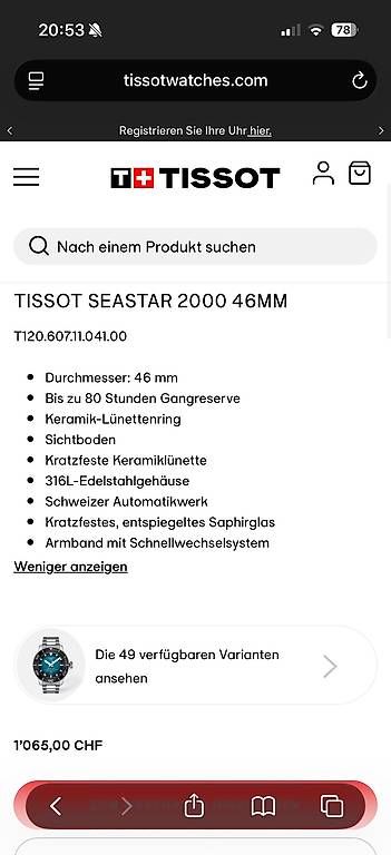 Powermatic Orologi: TISSOT SEASTAR 2000 46MM – Usato da Seewen SZ venduto da Archi96 4