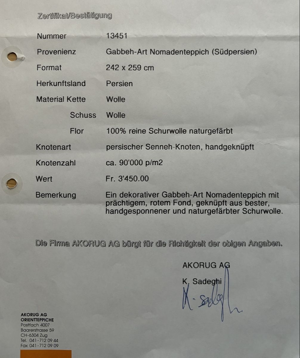 Gabbeh Teppiche: Gabbeh Nomaden Teppich mit Echtheit Zertifikat  – Gebraucht aus Cham von Manilu 2