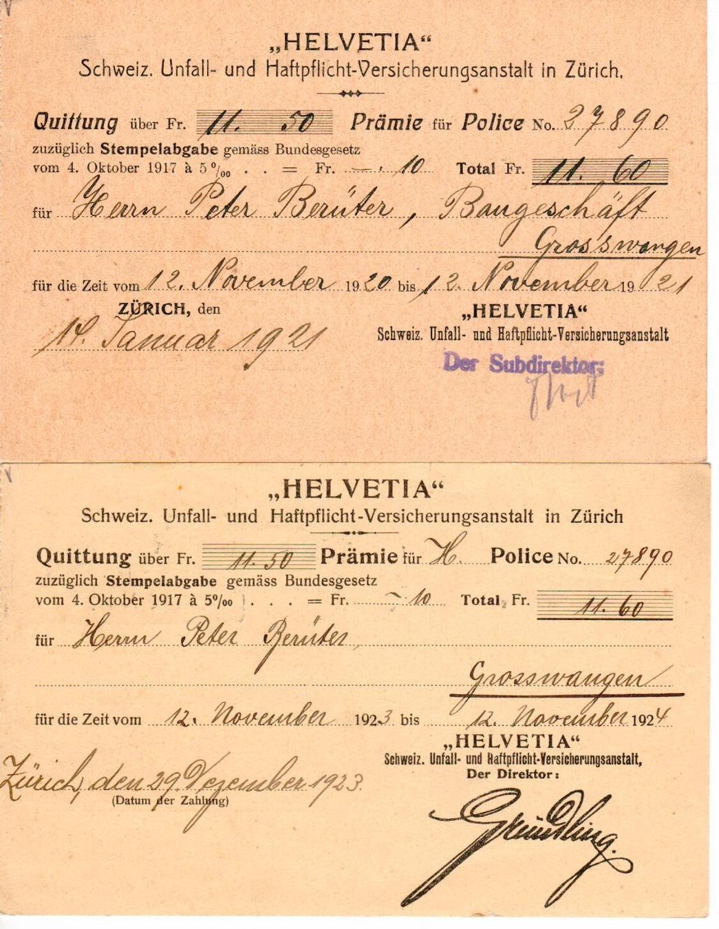 Alle Briefmarken: 2 Postkarten - Perfin – Gebraucht aus Wolhusen von Curver9 1