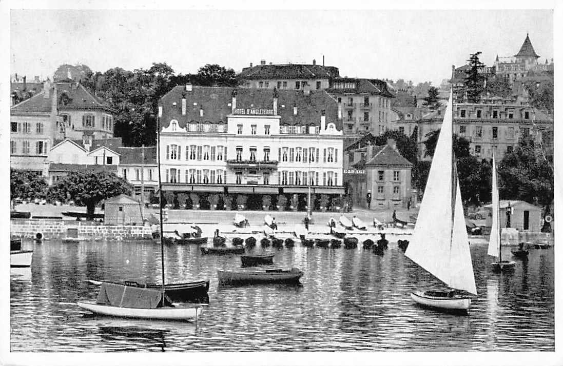 Cartoline postali: SOUVENIR du HOTEL d'ANGLETERRE OUCHY 1952 – Usato da Lufingen venduto da Rac0