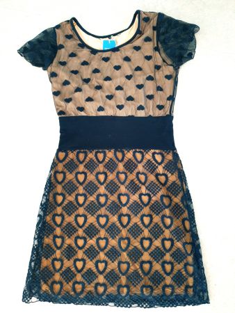 KLEID DRESS SAMSØE SAMSØE BRAUN SCHWARZ SPITZE ELEGANT TOP