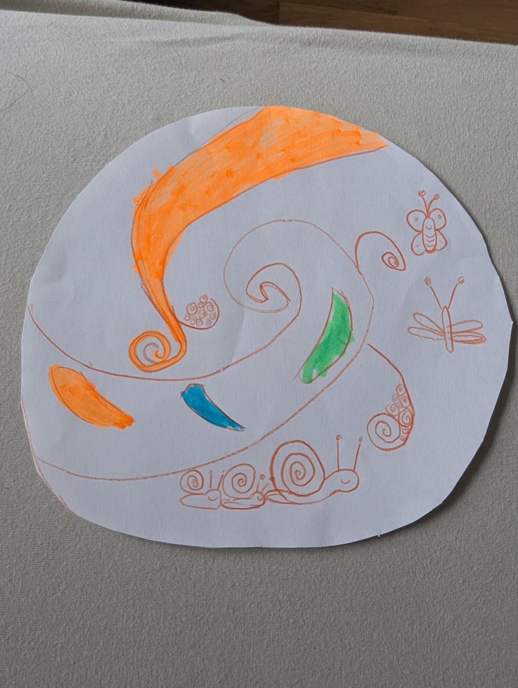 Foto & Immagini: Buntes Kinderbild mit Schnecken & Schmetterling – Usato da Basel venduto da ili_j29z