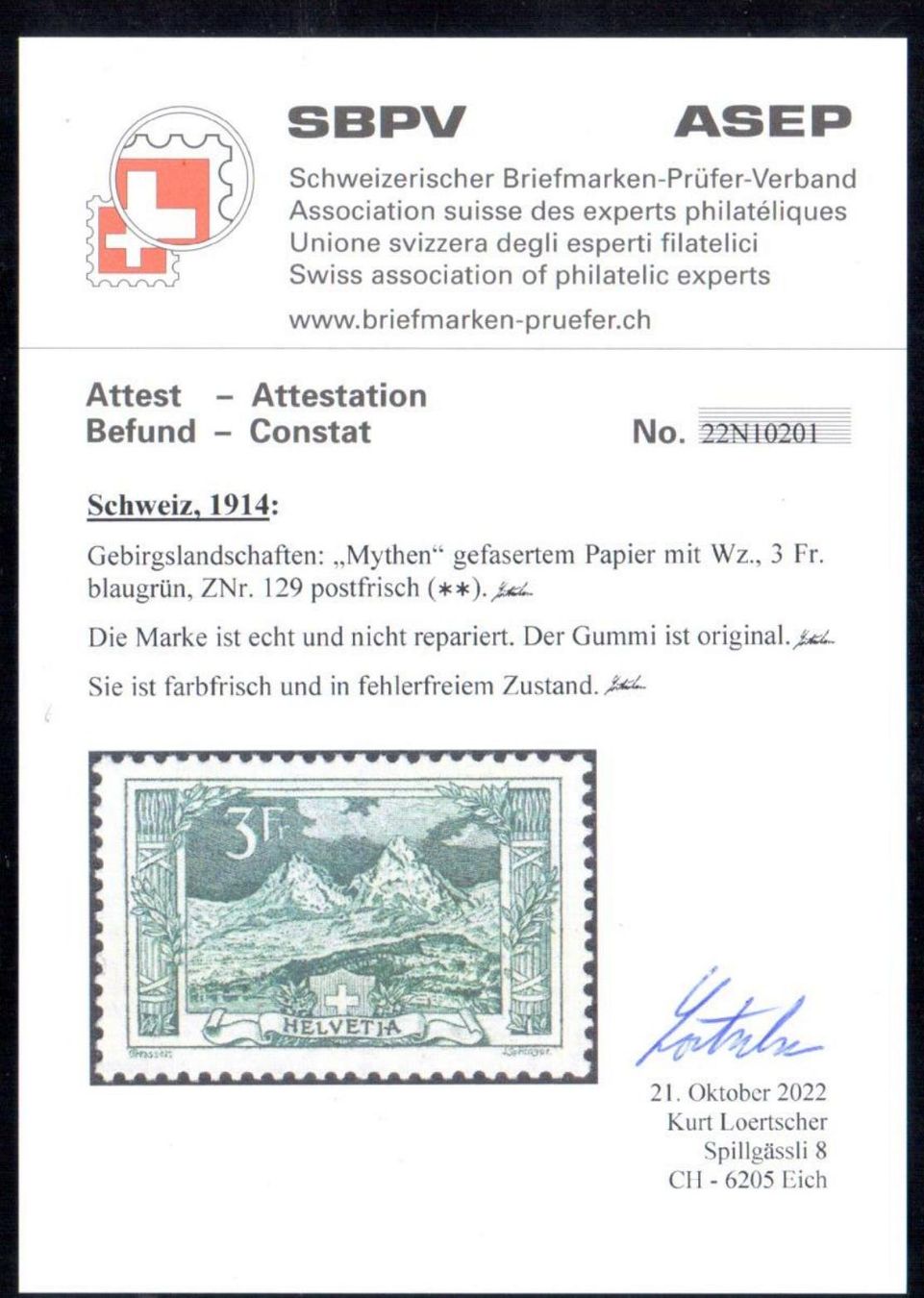 Tutti i francobolli: Landschaft Mythen 3 Fr. blaugrün – Nuovo (secondo la descrizione) da Appenzell venduto da Murpa 2