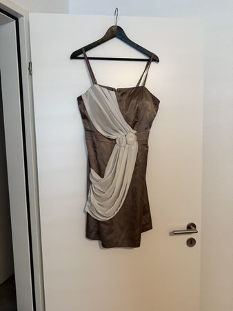 Elegantes Abendkleid in Braun/Grau - Grösse 42, neuwertig
