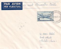 1. Nachtpostflug Sabena Brüssel - Basel 1947